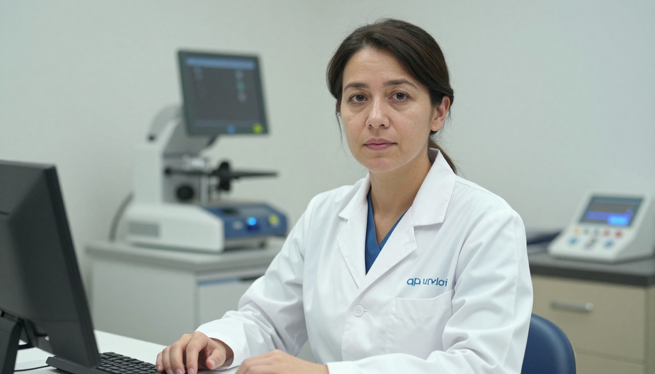 Audiologists professional at work with AI overlay