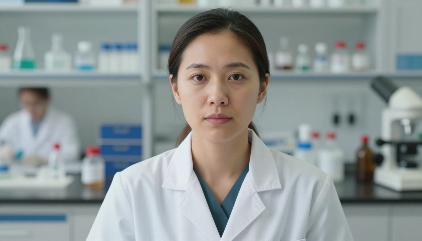 Biological Technicians professional at work with AI overlay