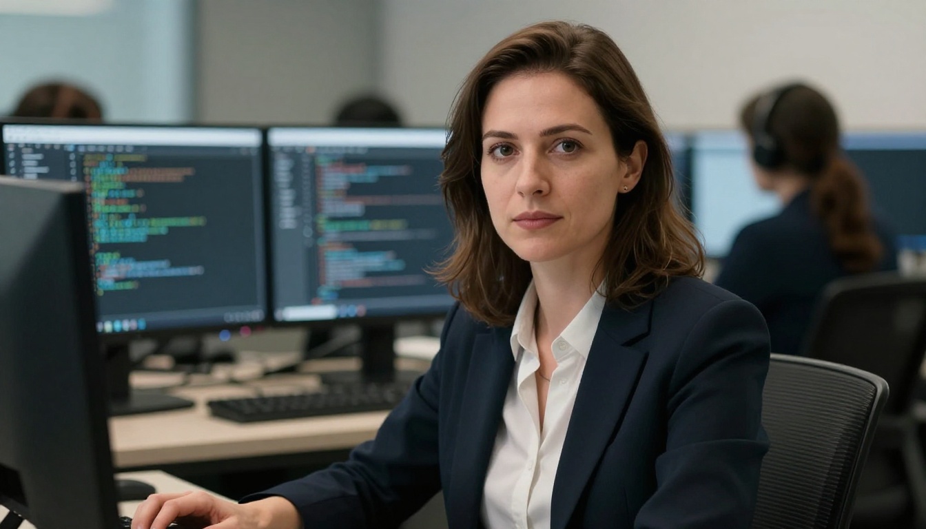 Computer Network Support Specialists professional at work with AI overlay