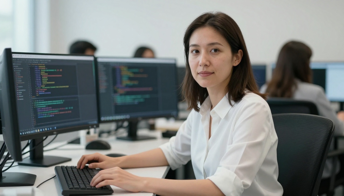 Data Scientists professional at work with AI overlay