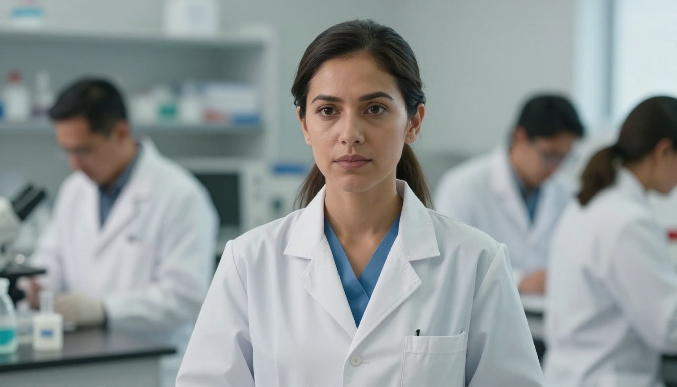 Epidemiologists professional at work with AI overlay