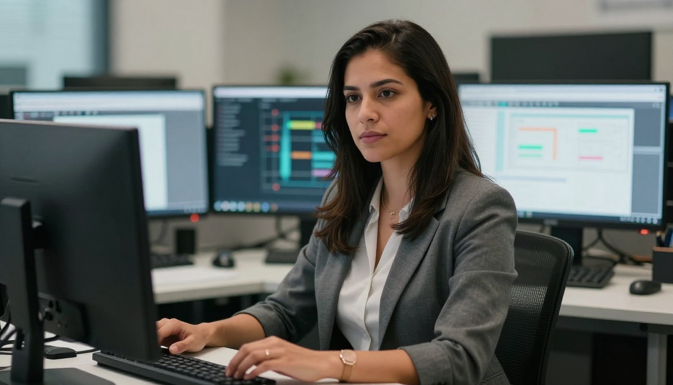 Logisticians professional at work with AI overlay