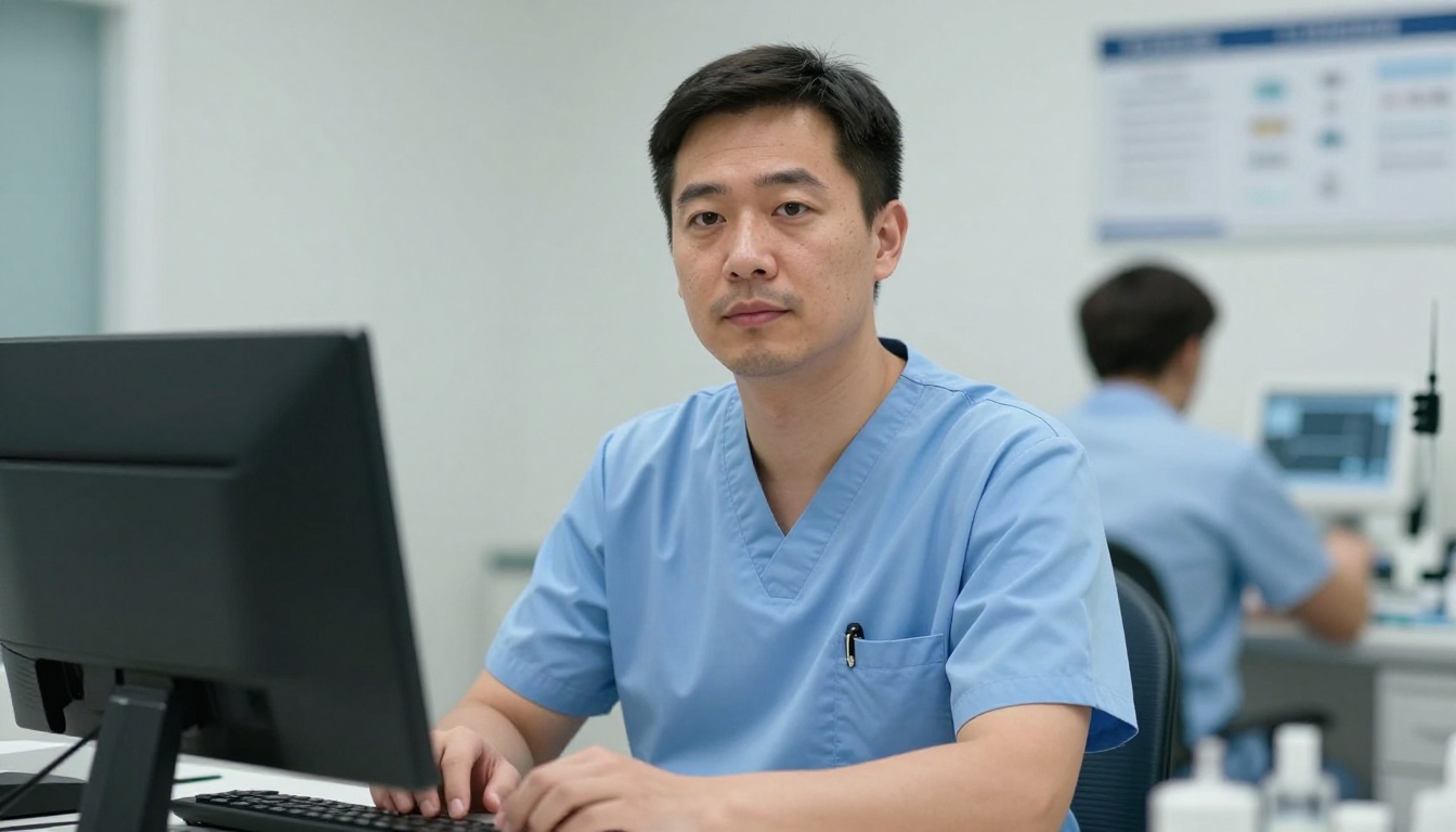 Opticians, Dispensing professional at work with AI overlay