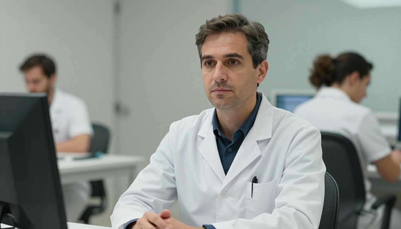 Speech-Language Pathologists professional at work with AI overlay